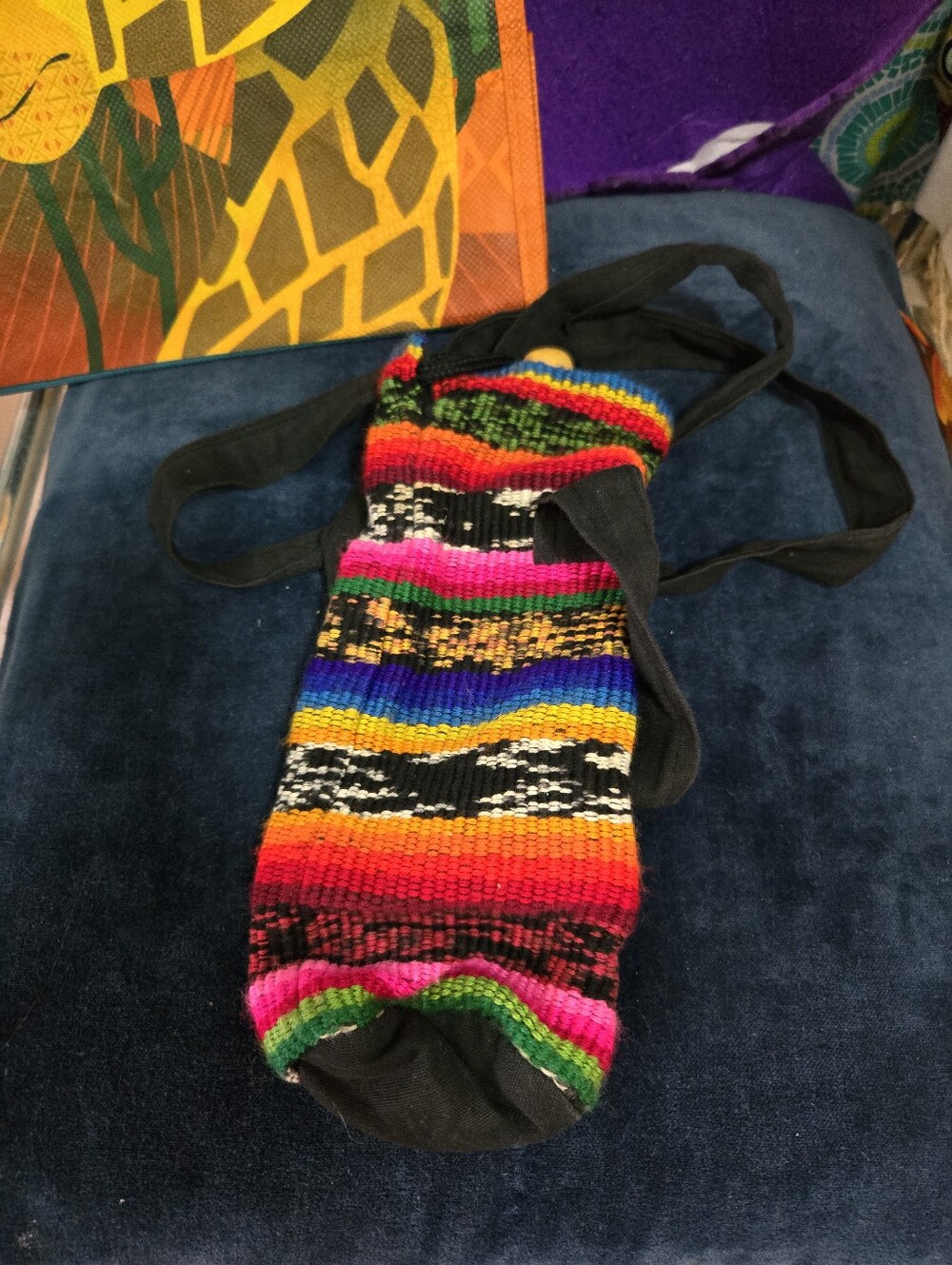 4/$15 Colorful Woven Boho Water Bottle Holder Crossbody Bag Festival Accessory - Picture 2 of 3